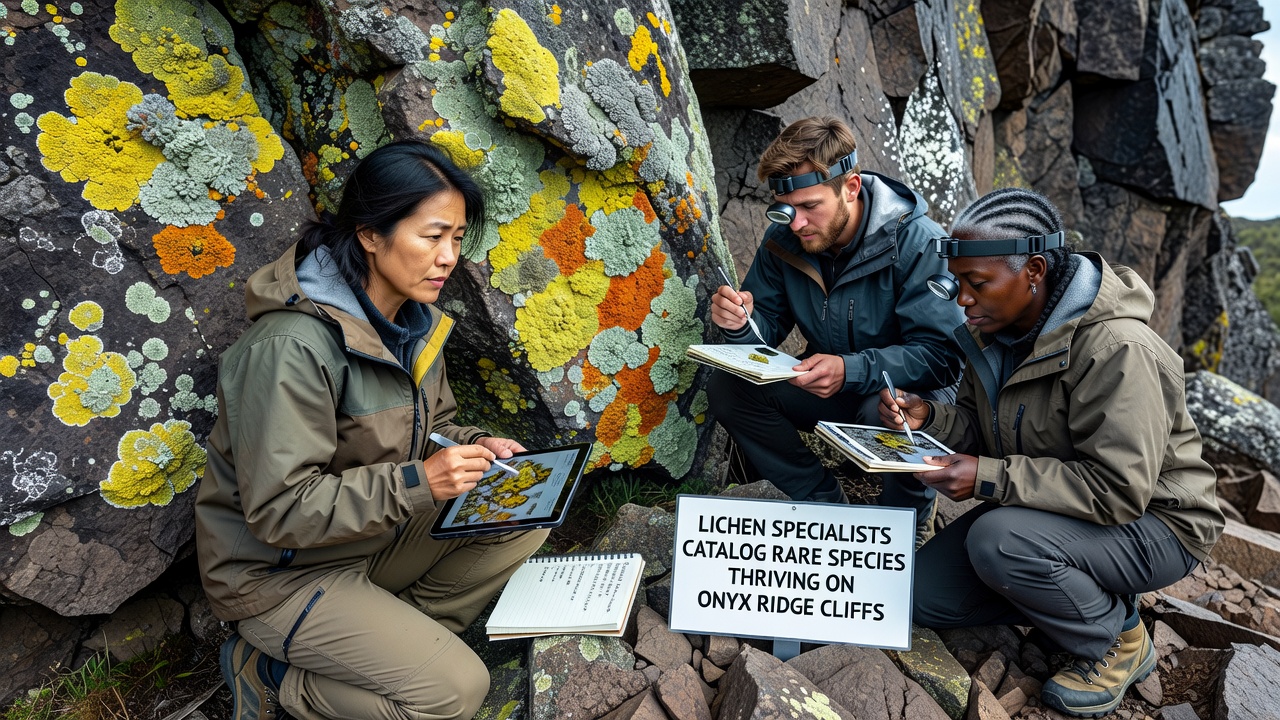 Lichen Specialists Catalog Rare Species Thriving on Onyx Ridge Cliffs